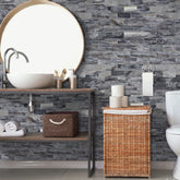 Frosted Stone Gray Rustic Wood Wallpaper for Bathroom